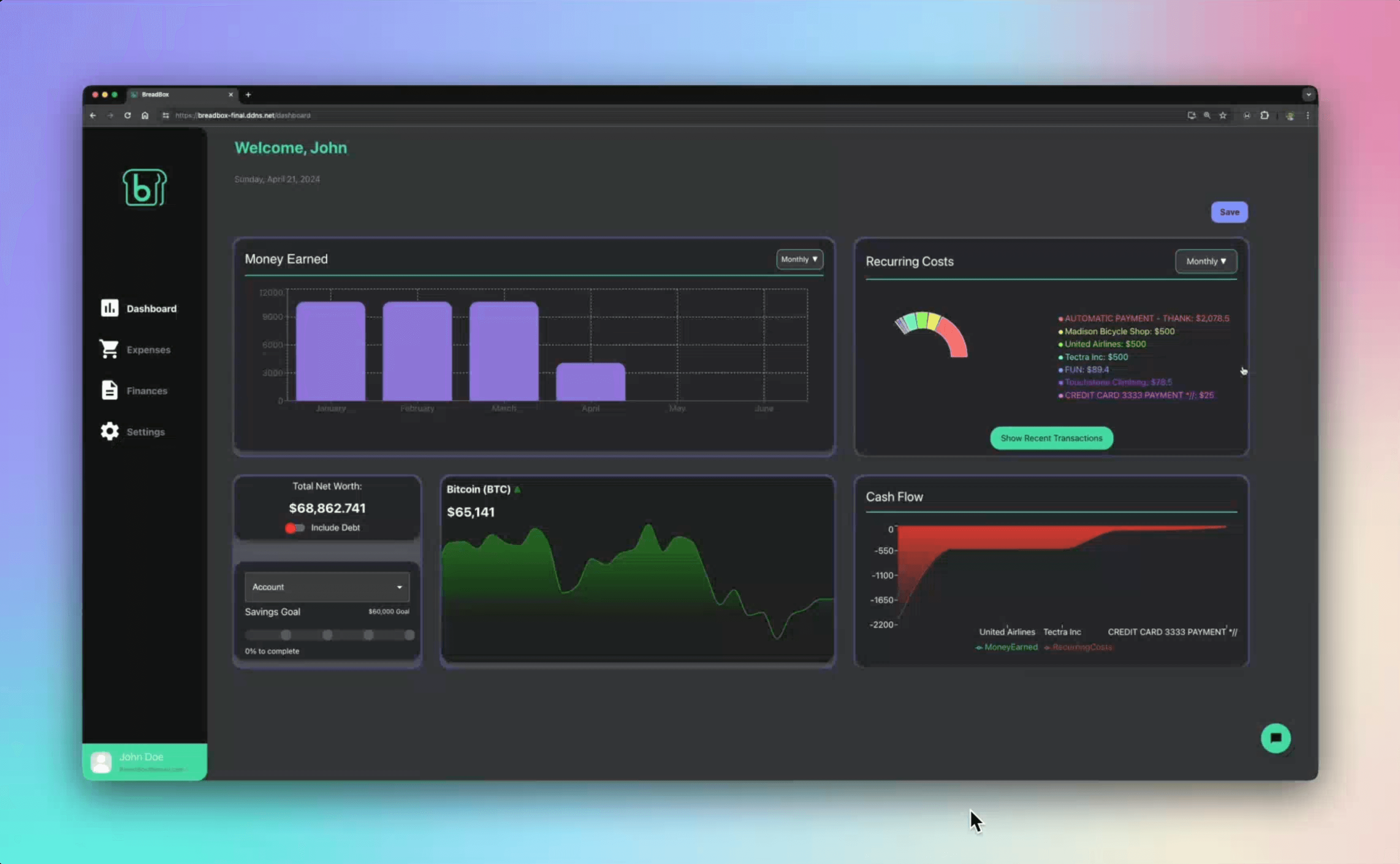 Breadbox | Personal Finance Analytics Dashboard